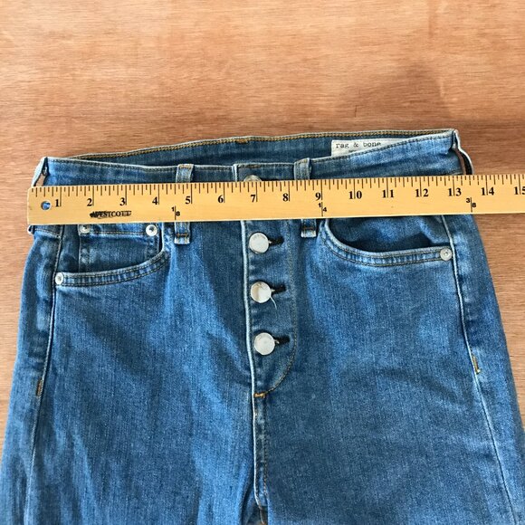 Rag & Bone Nina High Rise Ankle Skinny Jeans Women 26 Blue Button Fly Stretch - Picture 9 of 14